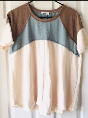 NWT Free People style In Loom raglan rugby short sleeves scoop neck Tee size S-M